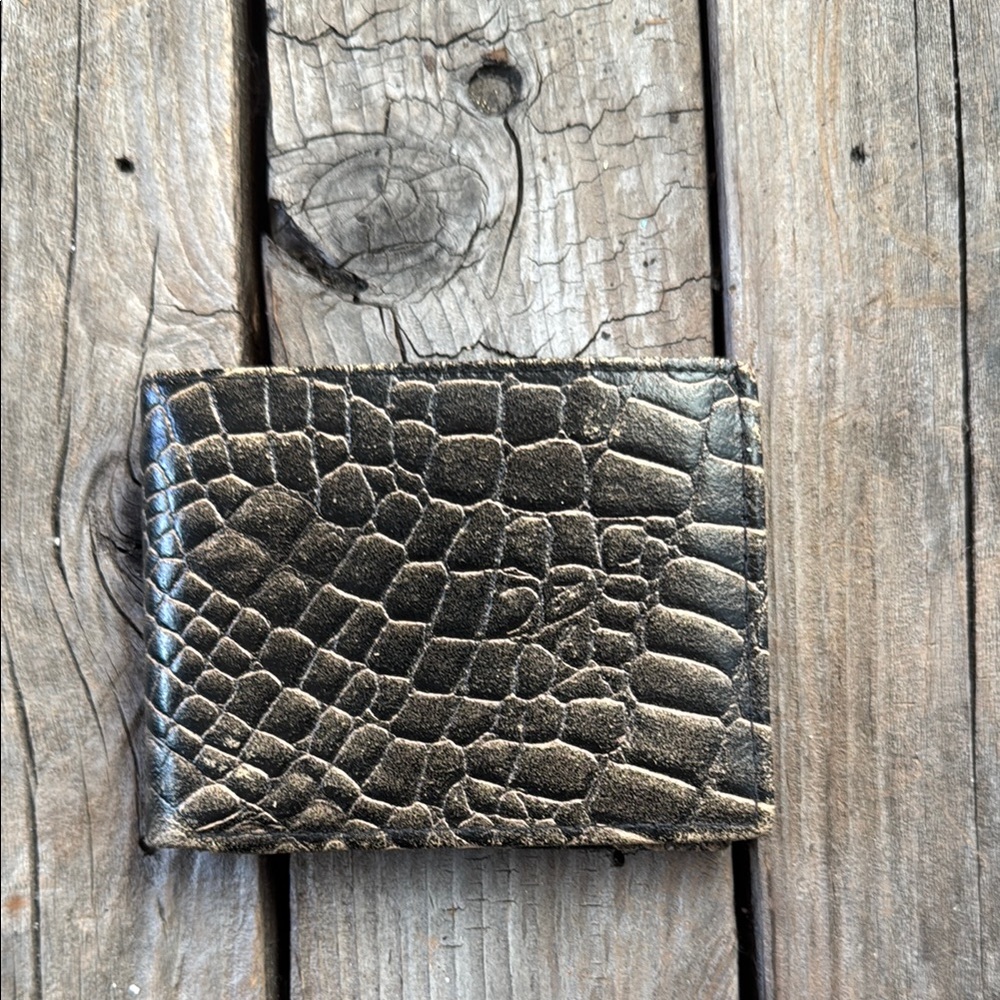 Black Crocodile Embossed Card Holder